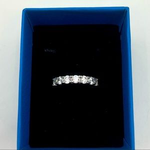 JTV Bella Luce CZ 7 Stone Sterling Silver & Platinum Band Ring - Size 6